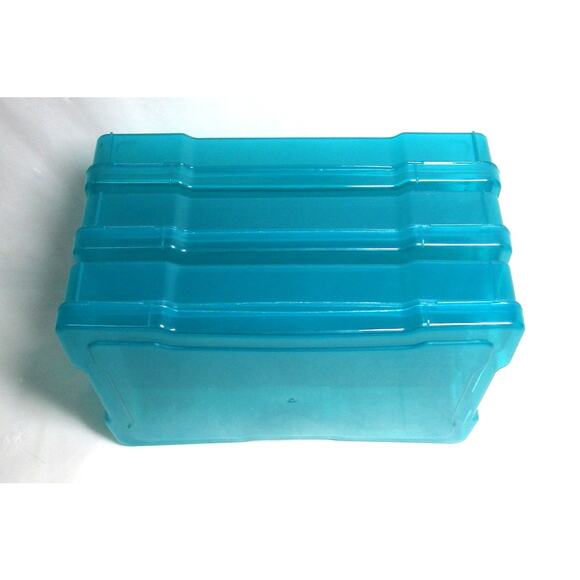 Bright Creations Three Turquoise Storage Boxes Plastic Transparent Snap Lid 4x6 - Picture 3 of 3
